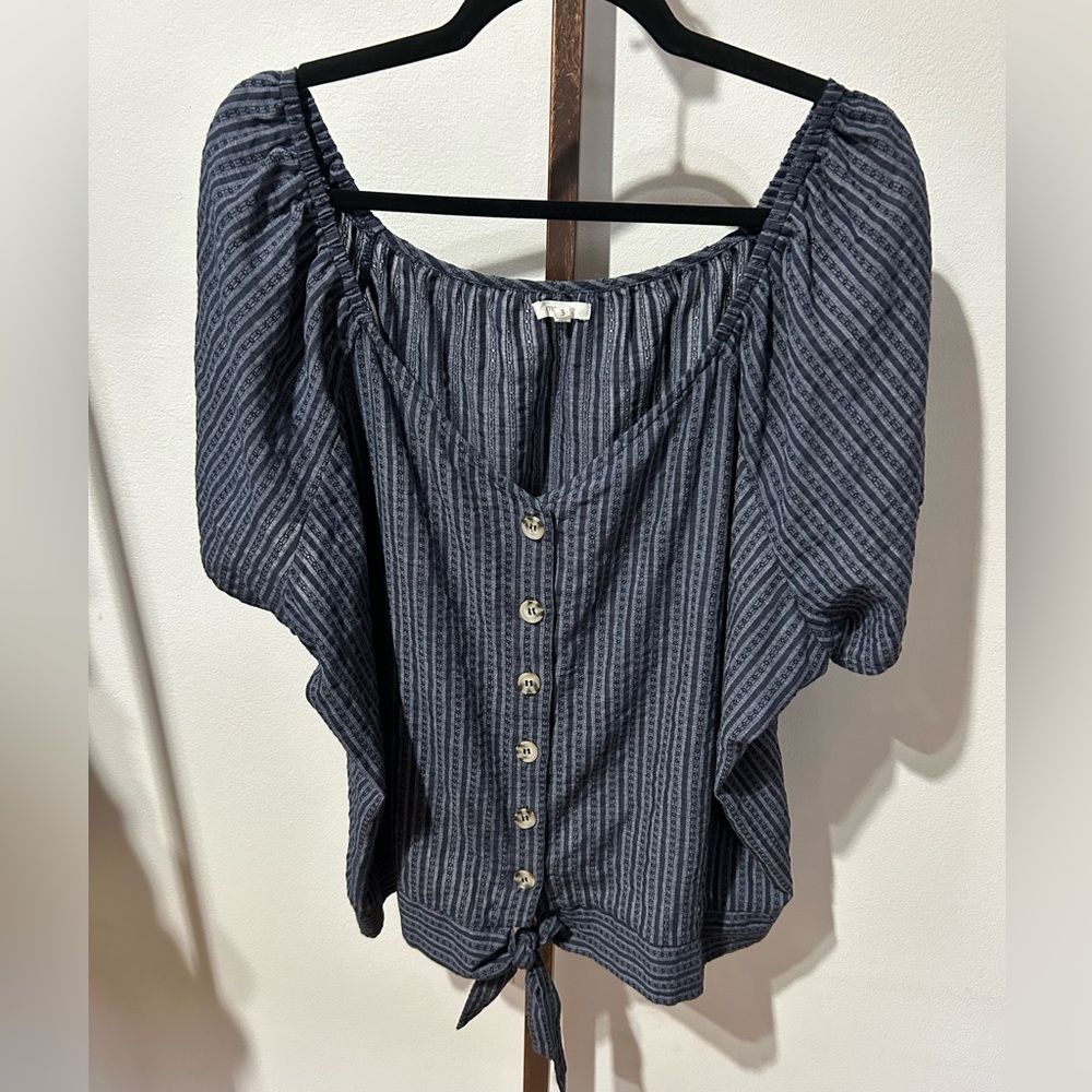 Maurices Charcoal Striped Button-Down Blouse